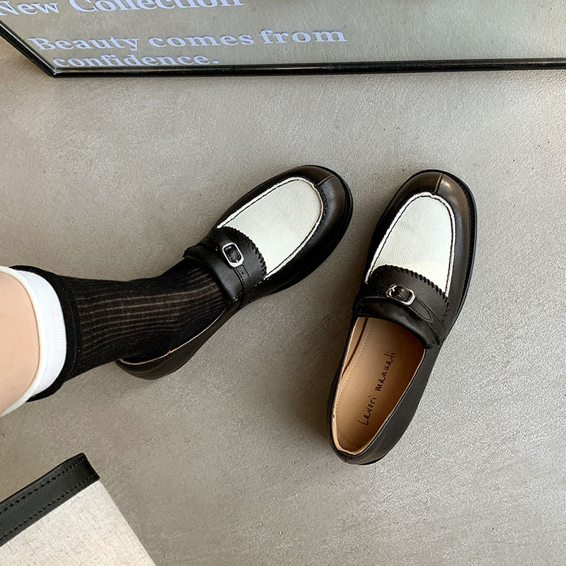 Karin Luna Casual Shoes Series~  In stock Classic color-blocking British style deep-mouth single shoes