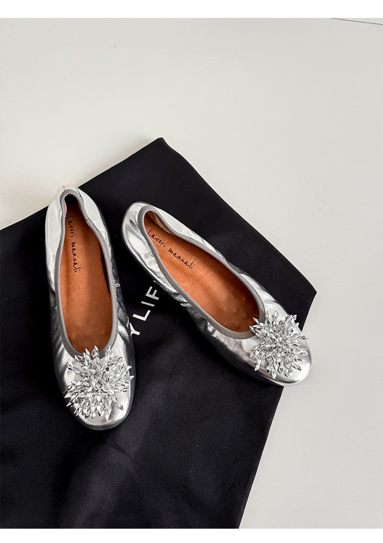 Karin Luna Full Leather Inside and Out~Gorgeous Fireworks Flat Granny Shoes