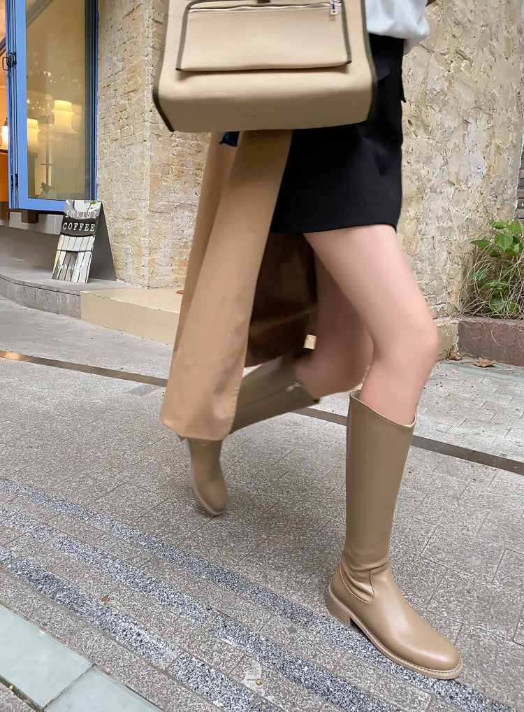 Karin Luna Internet Celebrity Photo  Best-selling in stock Full Leather Basic Long Boots  Winter Essential Combat Boots