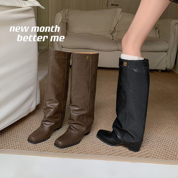 Karin Luna cool girl Stylish and Sweet Square-Toe Booties
