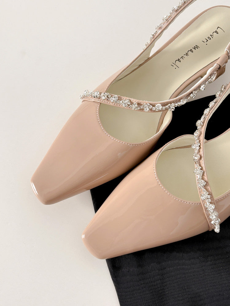 Karin Luna In Stock In Stock  Fresh Summer Vibes  Rhinestone Small Square Toe Elegant Closed-Toe Sandals