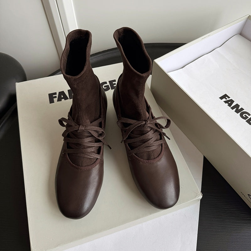 Karin Luna Round Toe Internal Height Increase Lace-up Ankle Boots