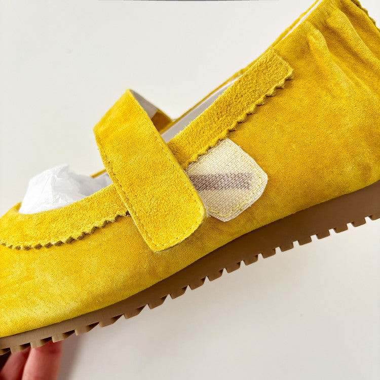 Karin Luna Casual Shoes Series~  In Stock In Stock Magic Tape Round Toe Internal Height Increase Single Strap Flats