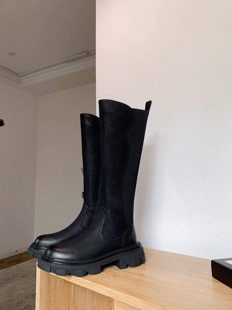Karin Luna In Stock Versatile Irregular Stretch Fabric Long Boots