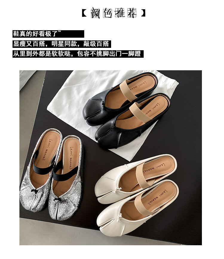 Karin Luna Classic Split-Toe Shoes  Explosive Pattern One-Strap Mary Jane Height-Increasing Full Leather Closed-Toe Slippers