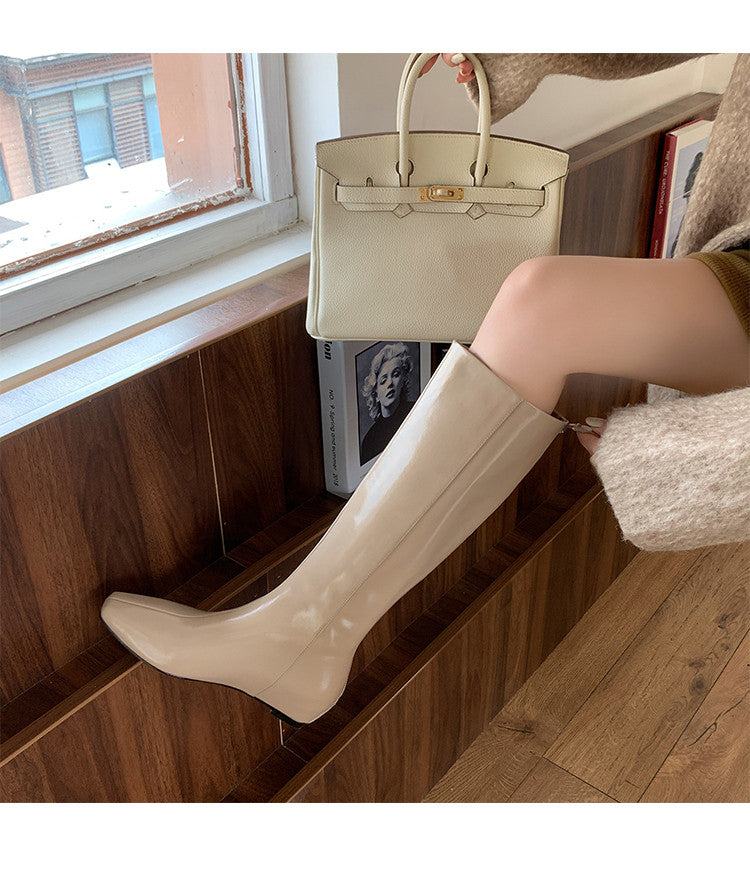 Karin Luna Minimalist Style Square-Toe Hidden Heel Long Boots