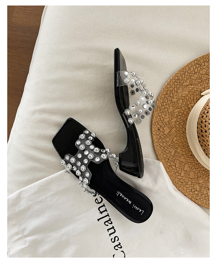 Karin Luna In Stock Spot Goods Classic versatile transparent sequin slippers