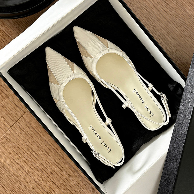 Karin Luna In Stock Spot Goods  Mesh Patchwork Pointed Toe Elegant Closed-Toe Sandals