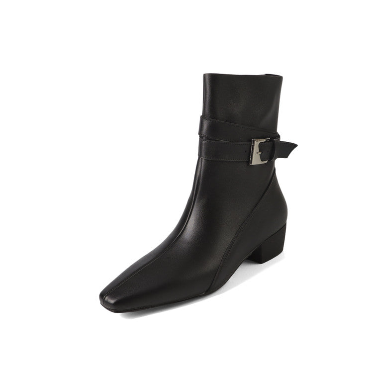 Karin Luna In Stock In Stock Hot-Selling Basic Old Money Style Retro Belt Buckle Short Boots