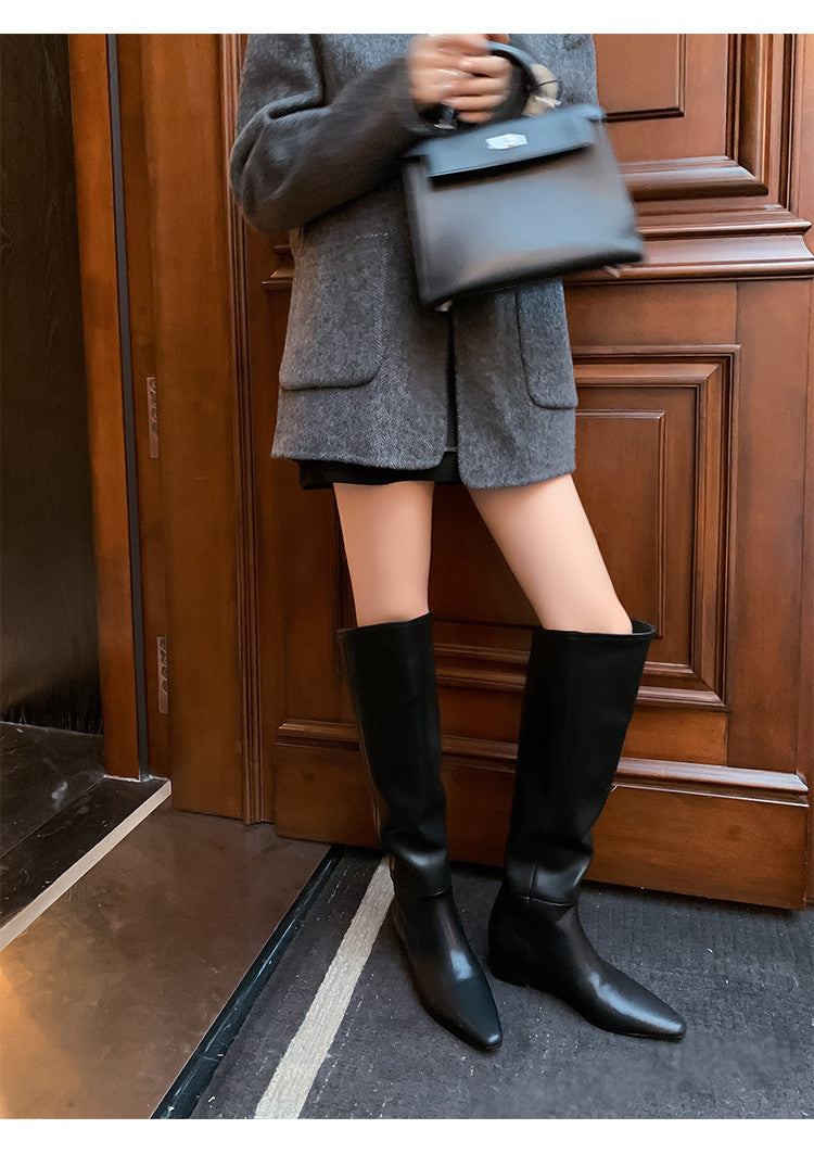 Karin Luna Elegant Style Slanted Inner Height-Increasing Long Boots