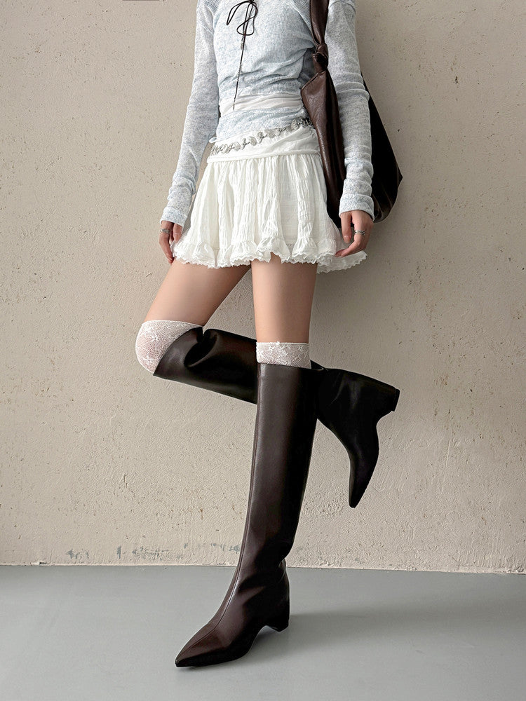 Karin Luna Hot-Selling Internal Height Increase Pointed Toe Straight-Leg Hot-Selling Long Boots