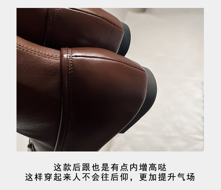 Karin Luna In Stock Spot Goods  Butterfly Knot Round Toe Hidden Heel Boots