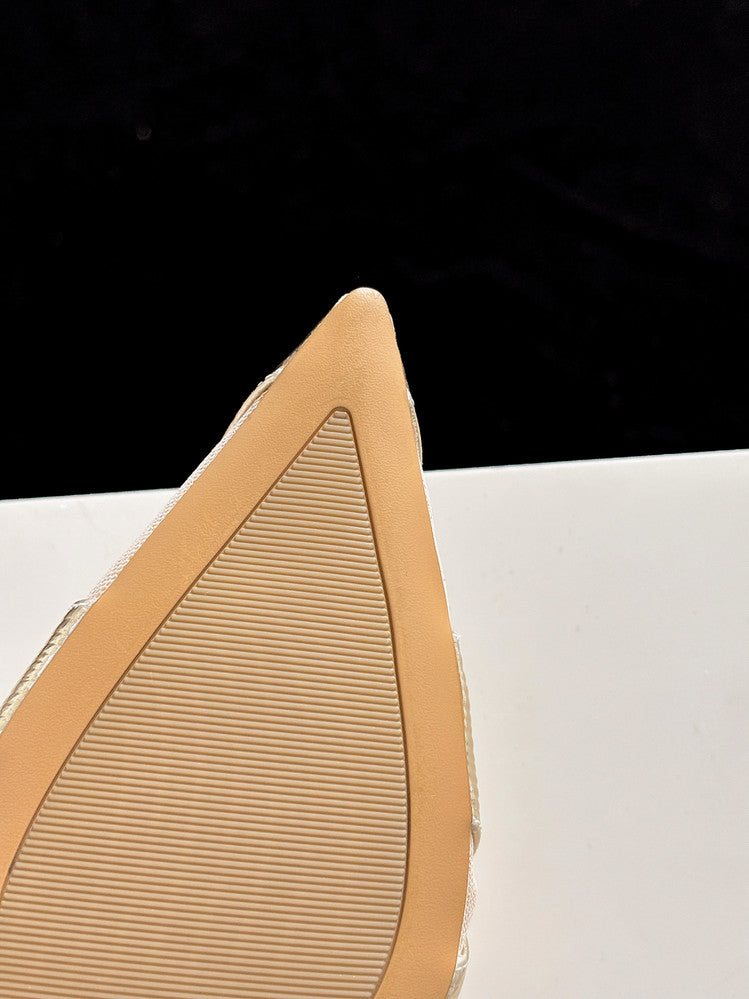 Karin Luna In Stock Spot Goods  Mesh Patchwork Pointed Toe Elegant Closed-Toe Sandals