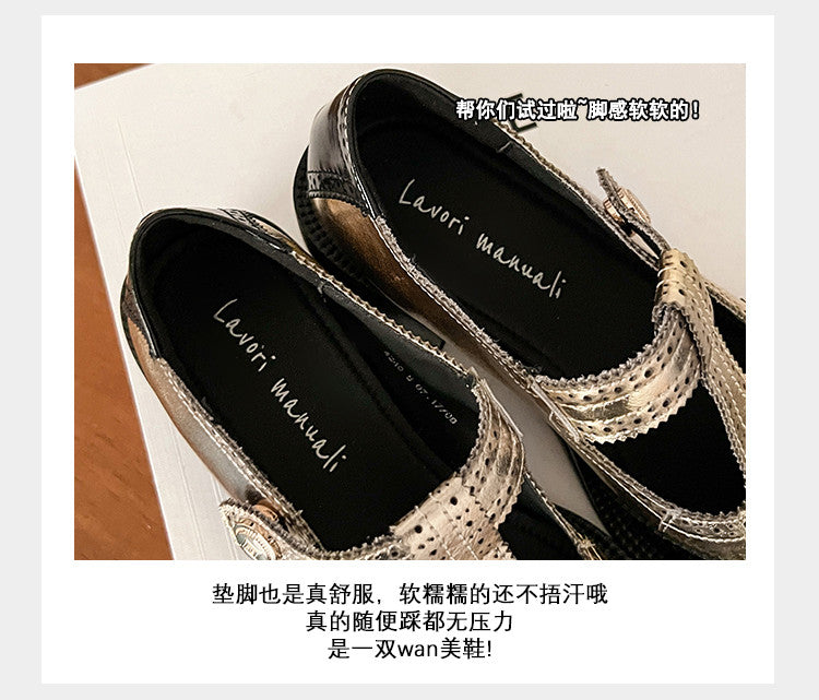 Karin Luna In Stock Spot Goods  Color Matching t Round Toe British Style Single Shoes