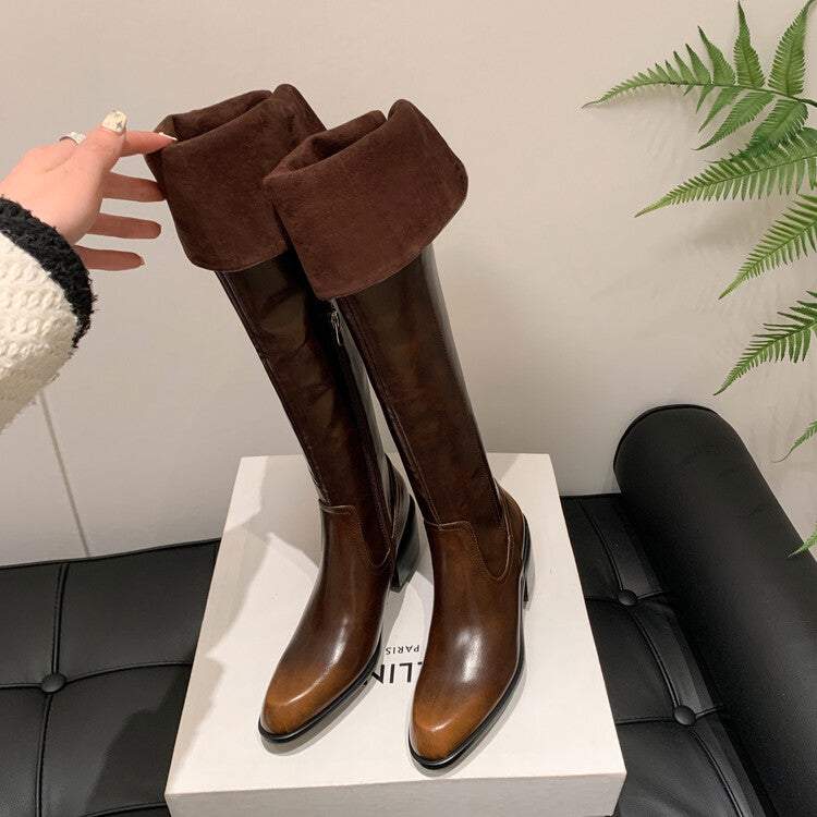 Karin Luna exploded  Three versions exploded Single Fleece Lining Fur Collar Version  Thick Fur Collar Foldable Hot-Selling Full Cowhide Pointed Toe Chunky Heel Classic Style