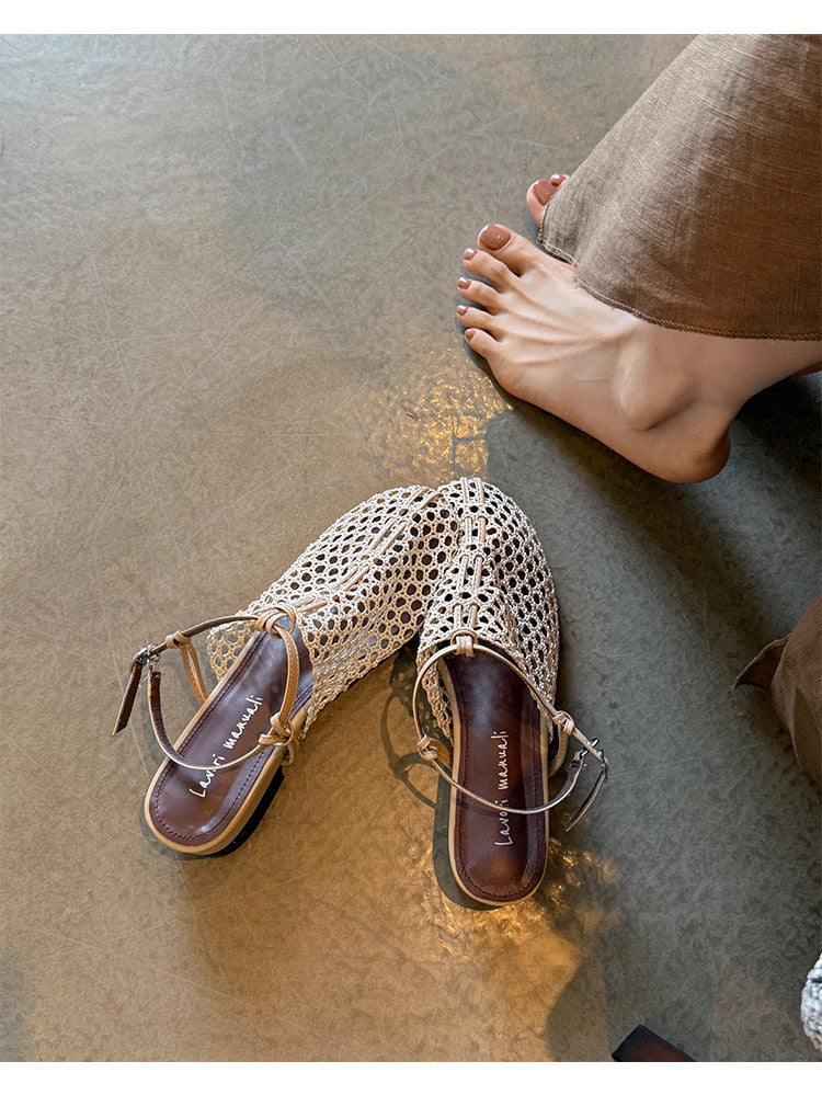 Karin Luna In Stock Spot Goods  Resort Style Series~Casual woven closed-toe flat sandals