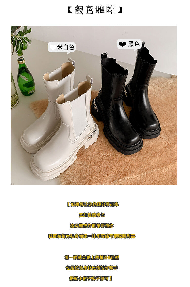 Karin Luna da Brand Series~Rear Metal Decoration Thick Sole Stretch Boots