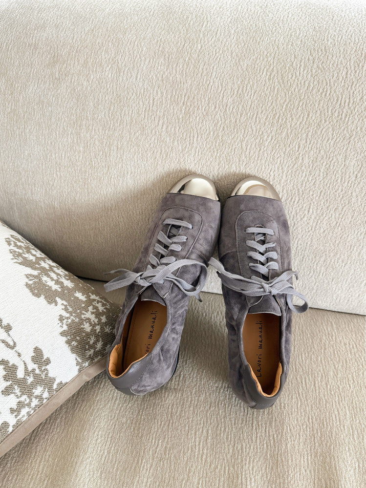 Karin Luna In Stock In Stock  High-end Metal Toe Lace-up Flats