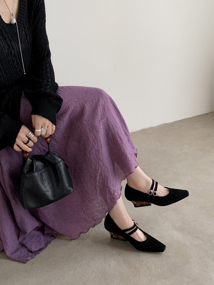Karin Luna Full Leather Inside and Out Popular Element Amber Heel Elegant French Style Single Shoes