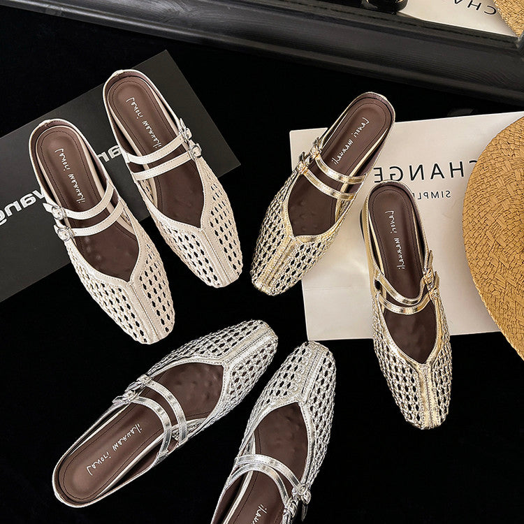 Karin Luna In Stock Spot Goods Hollow Woven One-Strap Closed-Toe Slippers