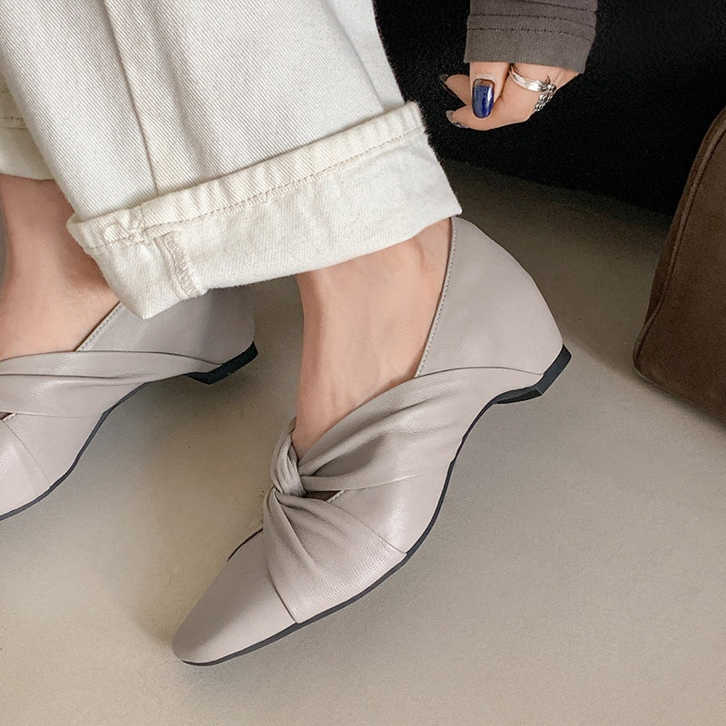 Karin Luna Cross Design Square Toe Hidden Wedge Shoes