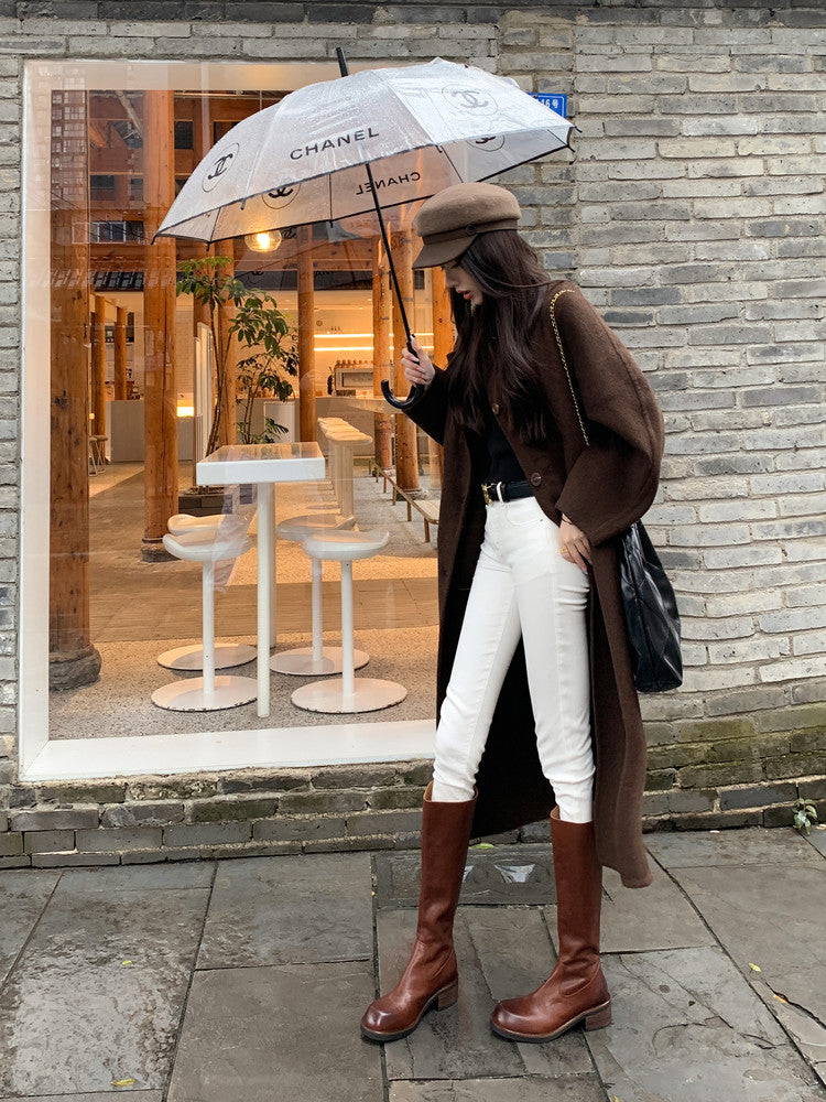 Karin Luna Basic Versatile Style Round Toe Chunky Heel Long Boots