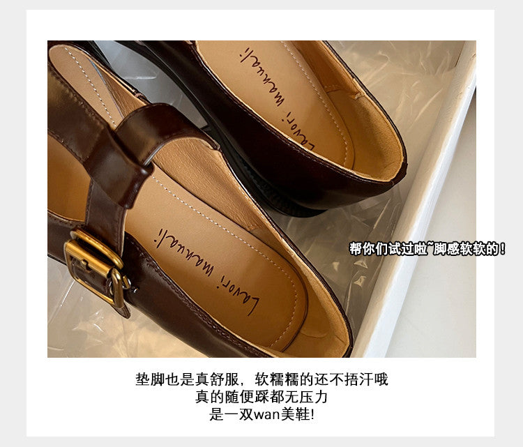Karin Luna In Stock Spot Goods Minimalist Retro British Style Irregular Hollow Single Shoes