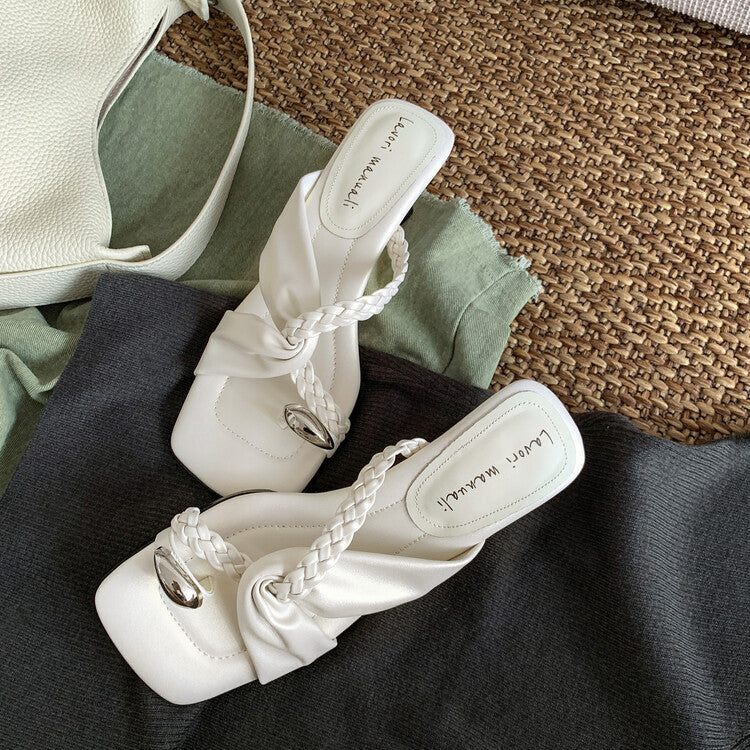 Karin Luna has a sense of design ~Twist Braided Cross Strap Square Toe Sandals