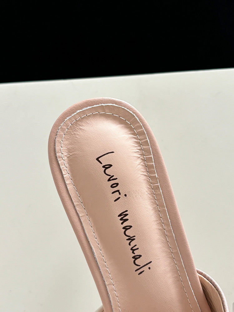 Karin Luna In Stock Spot Goods  Sequin Floral Cross Strap Square Toe Stiletto Slippers