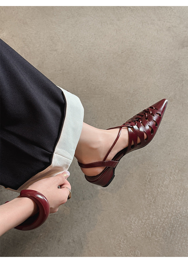 Karin Luna Braided Style ~Cross-woven Pointed Toe Closed-toe Sandals