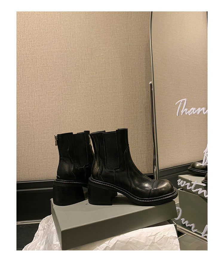 Karin Luna In Stock Spot Goods  Round Toe Stretch Round Toe Chelsea Short Boots