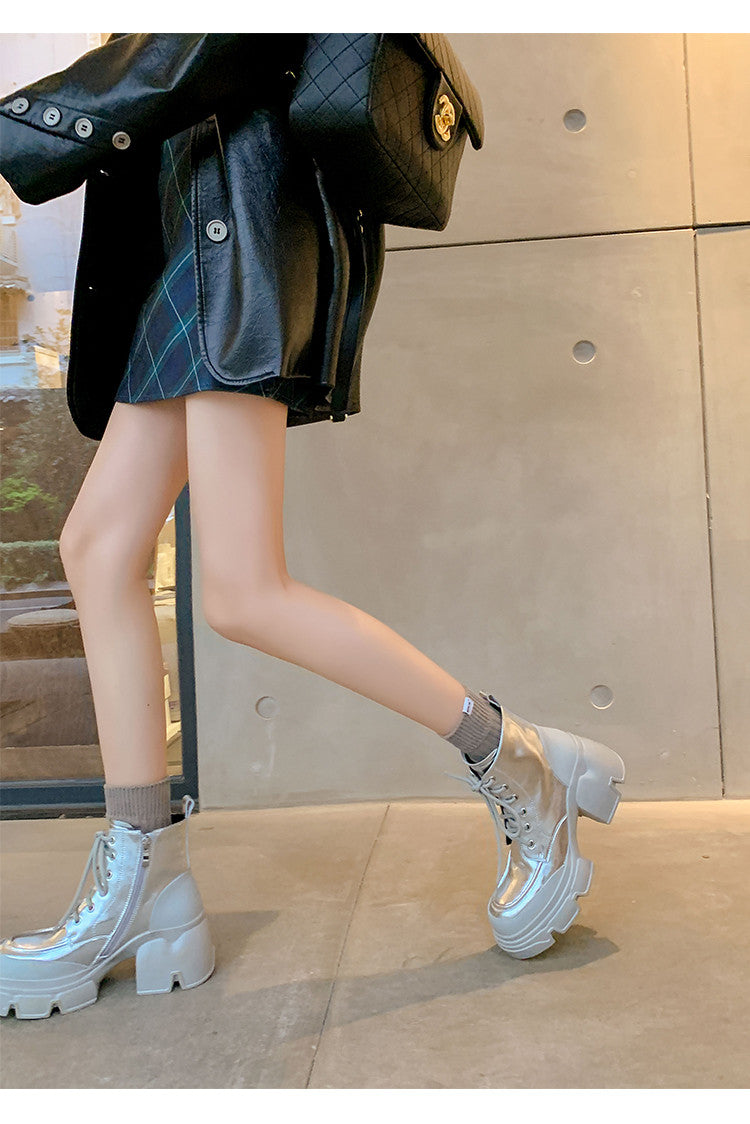 Karin Luna Casual Thick Sole Lace-up Short Boots