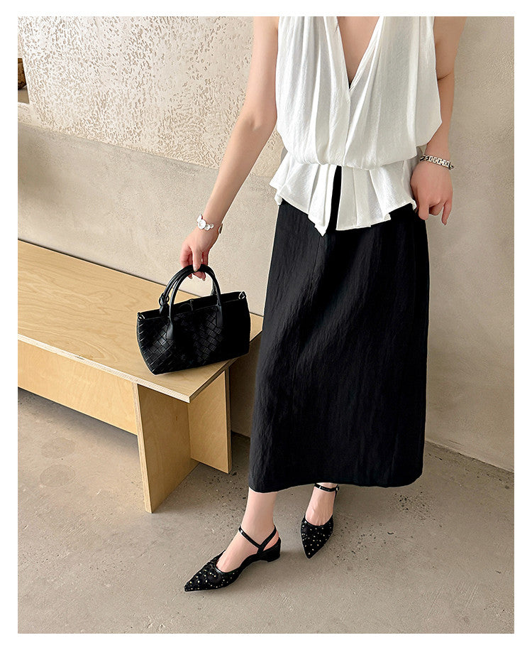 Karin Luna In Stock Spot Goods Embroidered Daisy Sheepskin Mesh Elegant Closed-Toe Slippers