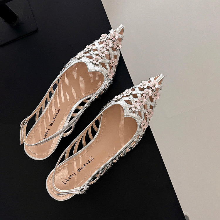 Karin Luna In Stock Spot Goods  Purely Handmade Flowers High-end Hollow Out Sandals