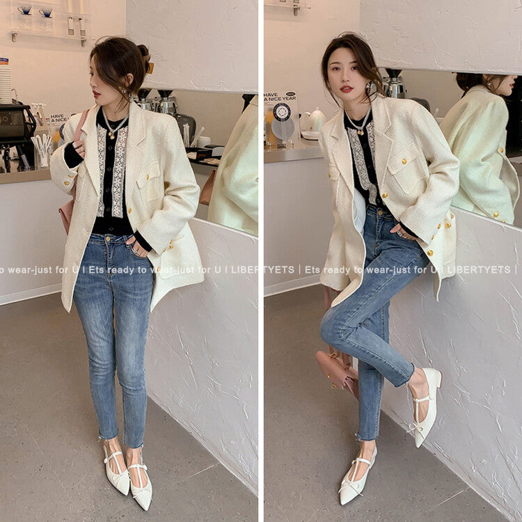 Karin Luna is a perfect Korean drama heroine~French Retro Style Full leather inside and out Pointed Bowknot