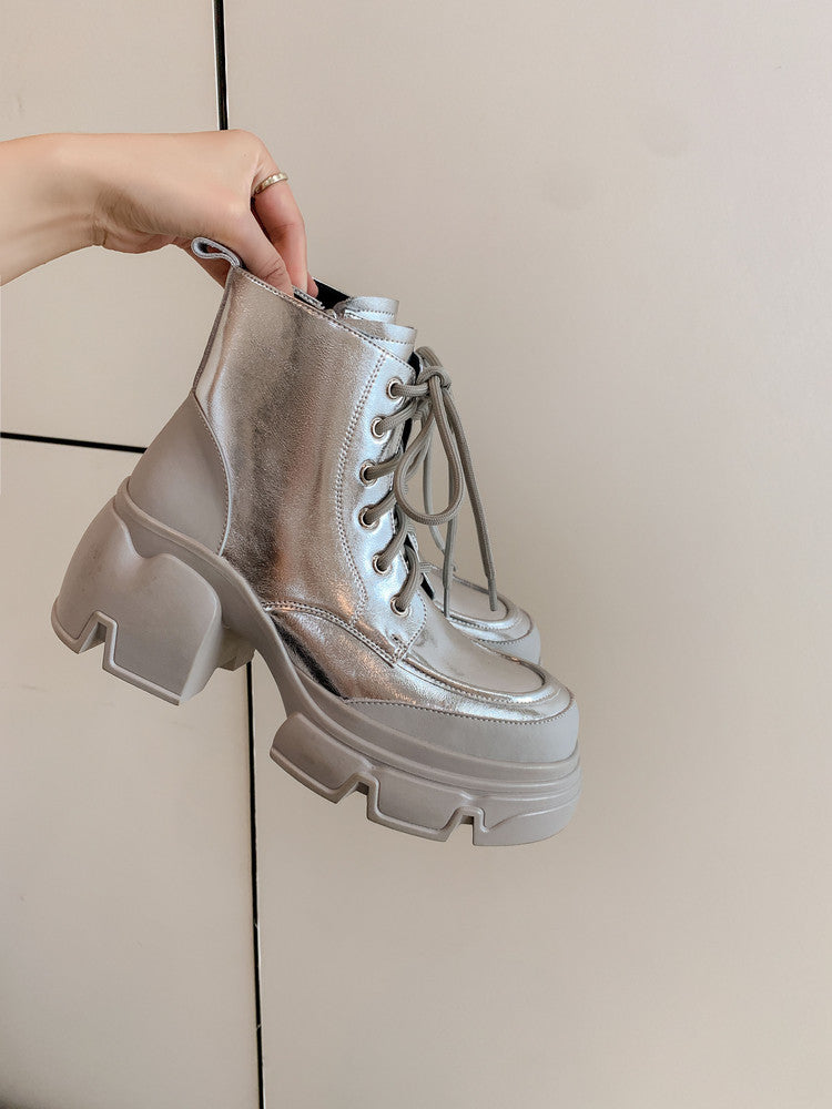 Karin Luna Casual Thick Sole Lace-up Short Boots