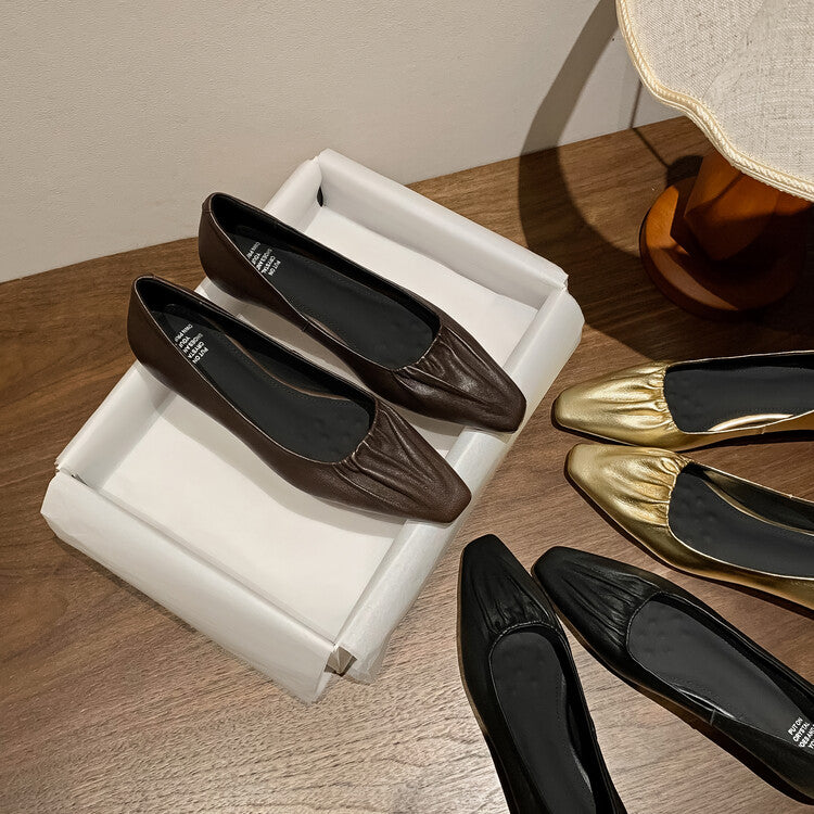 Karin Luna fell in love at first sight~ Spot Goods  Spot Goods Vintage Wrinkled Hollow Soft Sheepskin Elegant Versatile Single Shoes