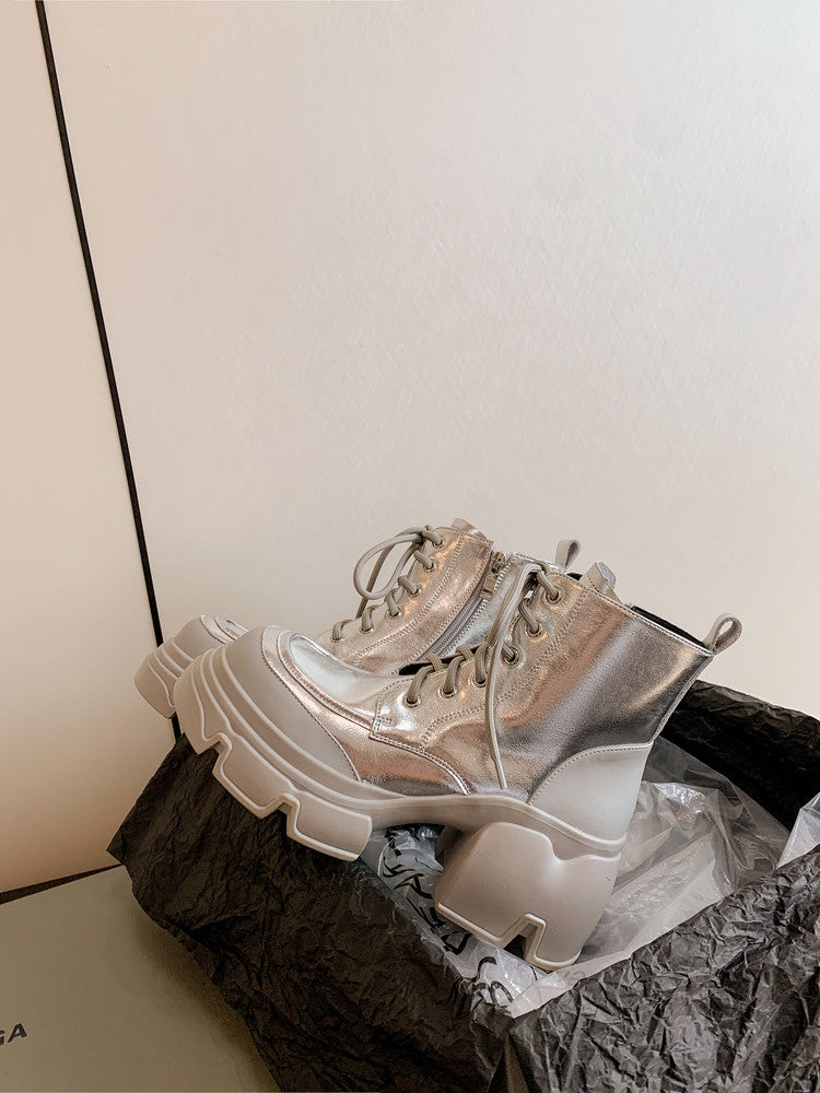 Karin Luna Casual Thick Sole Lace-up Short Boots