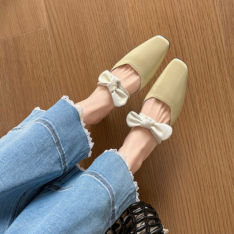 Karin Luna In Stock In Stock  Fluffy feel Bowknot Closed-Toe Slippers