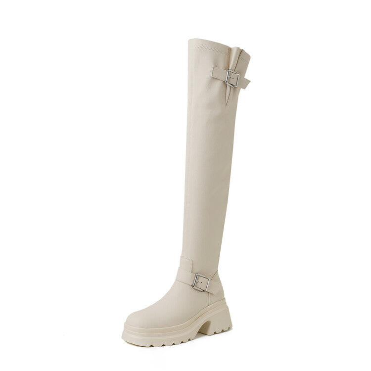 Karin Luna In Stock   Thick Sole Round Toe Basic Versatile Casual Long Boots