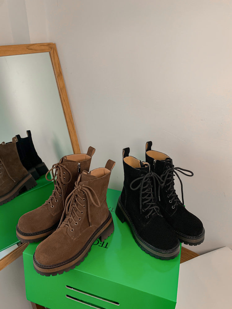Karin Luna In Stock Casual style thin strap round toe suede ankle boots