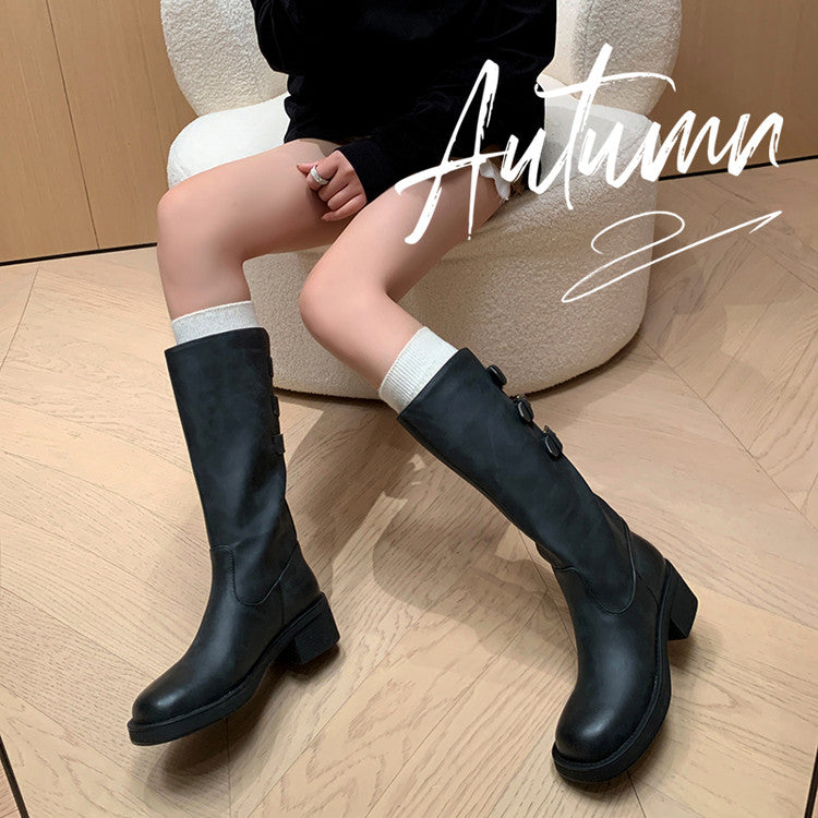 Karin Luna In Stock In Stock Thigh Circumference Belt Buckle Thick Sole Rider Boots