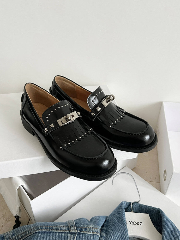 Karin Luna Casual Shoes Series~ Spot Goods Spot Goods Hot-selling Tassel Element Small Gold Buckle Single Shoes