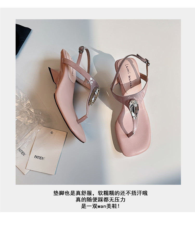 Karin Luna Bestseller Element Square Toe Irregular Heel Super Stable Toe Clip Sandals