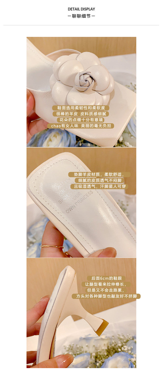 Karin Luna Flower of Wealth in the World~Says purple has a lot of charm Spot Goods Spot Goods  Three-Dimensional Camellia Elegant Sandals