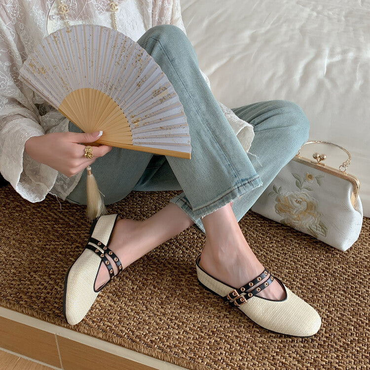 Karin Luna  Closed-Toe Woven Style Height-Increasing Slippers