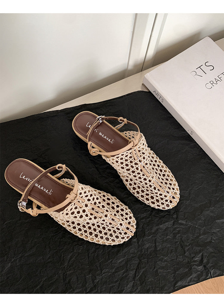Karin Luna In Stock Spot Goods  Resort Style Series~Casual woven closed-toe flat sandals