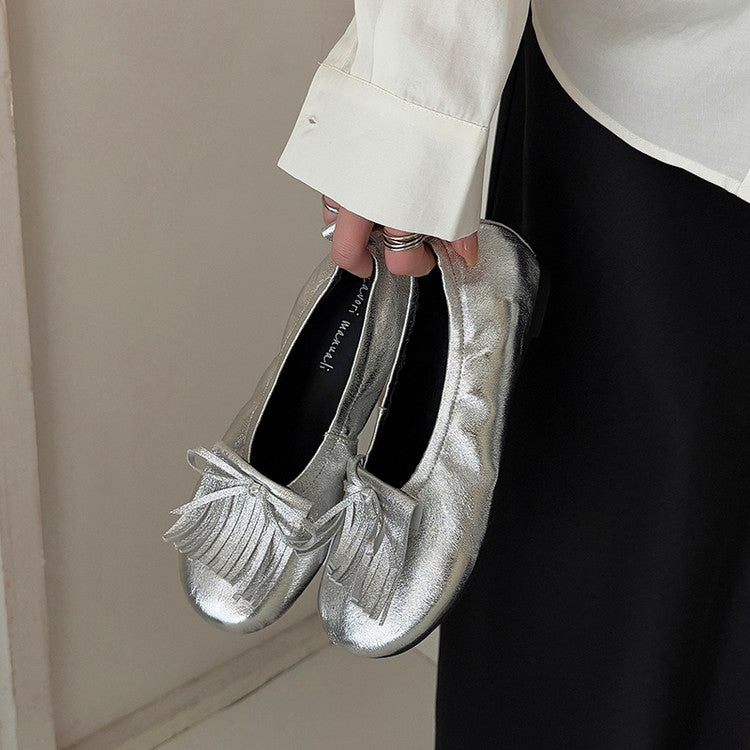 Karin Luna In Stock Spot Goods   Tassel Round Toe Hidden Wedge Mary Jane Shoes
