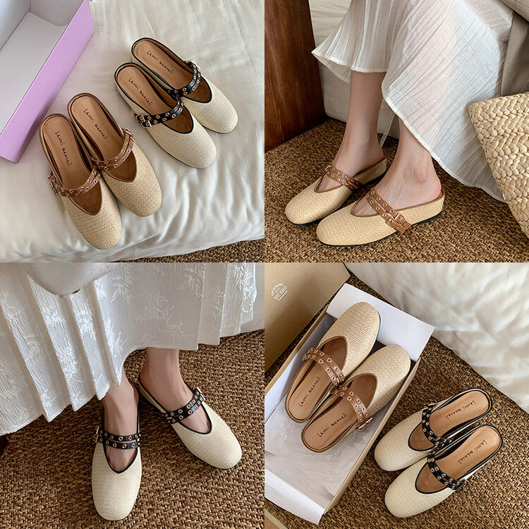 Karin Luna  Closed-Toe Woven Style Height-Increasing Slippers