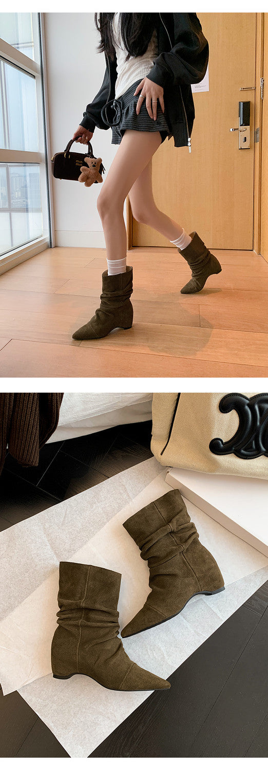 Karin Luna Data Hot Item Pointed Toe Slouchy Matte Western Ankle Boots